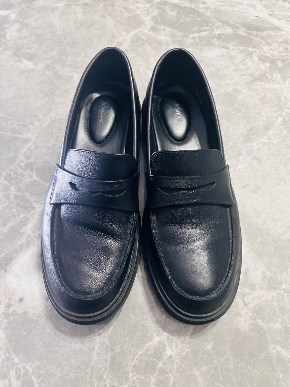 Quince Black Italian Leather Lug Sole Loafer Chunky Shoes Penny Thick 9